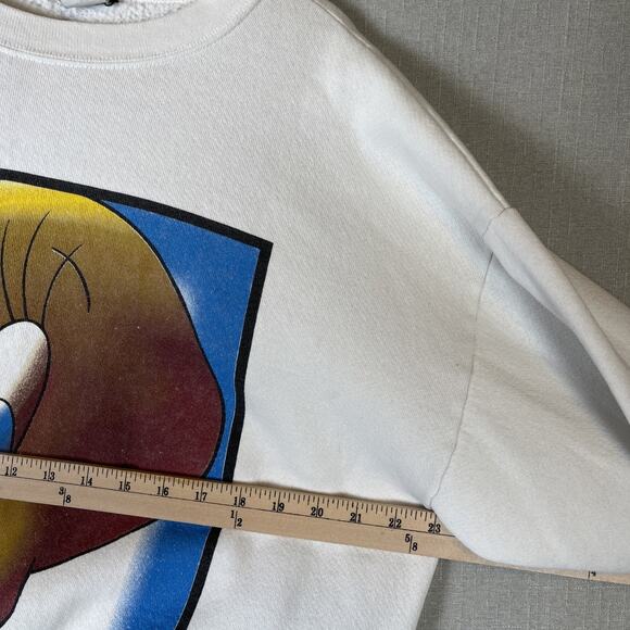 VTG Looney Tunes XL All Over Front Big Tweety Bird Sweatshirt White Made in USA - Picture 2 of 9